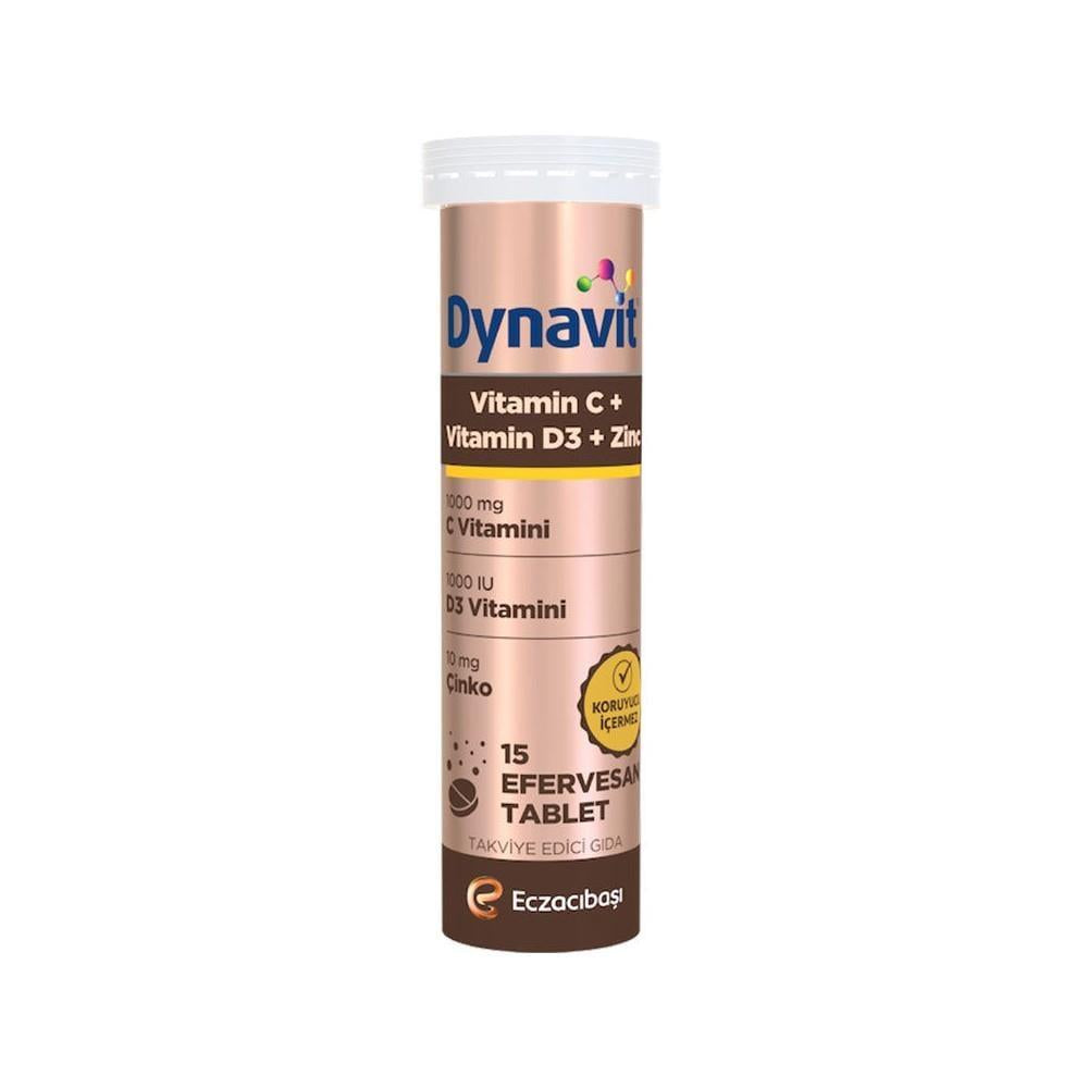 Dynavit Vitamin C + D + Zinc Effervescent Tablets - Immune System Support Supplement Dynavit Vitamin C + D + Zinc Effervescent Tablets Vitamin C supplement, Vitamin D supplement, Zinc supplement, Effervescent tablets, Immune system support, Health supplement, Dietary supplement, Vitamin and mineral supplement