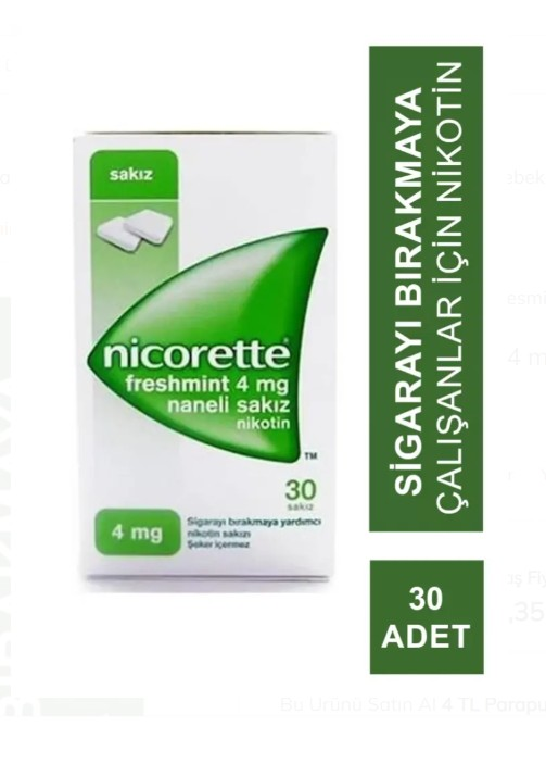 Nicorette Freshmint 4mg Nicotine Gum for Cravings - 30 Pieces