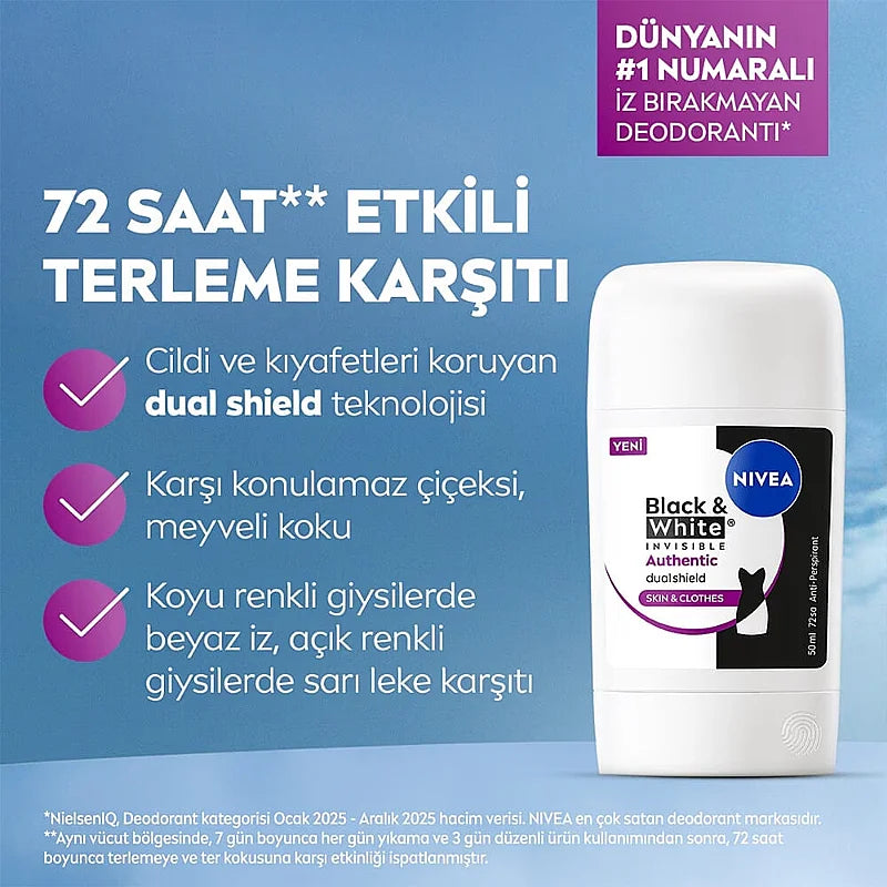 Nivea Black & White Invisible Deodorant Stick 50 ml