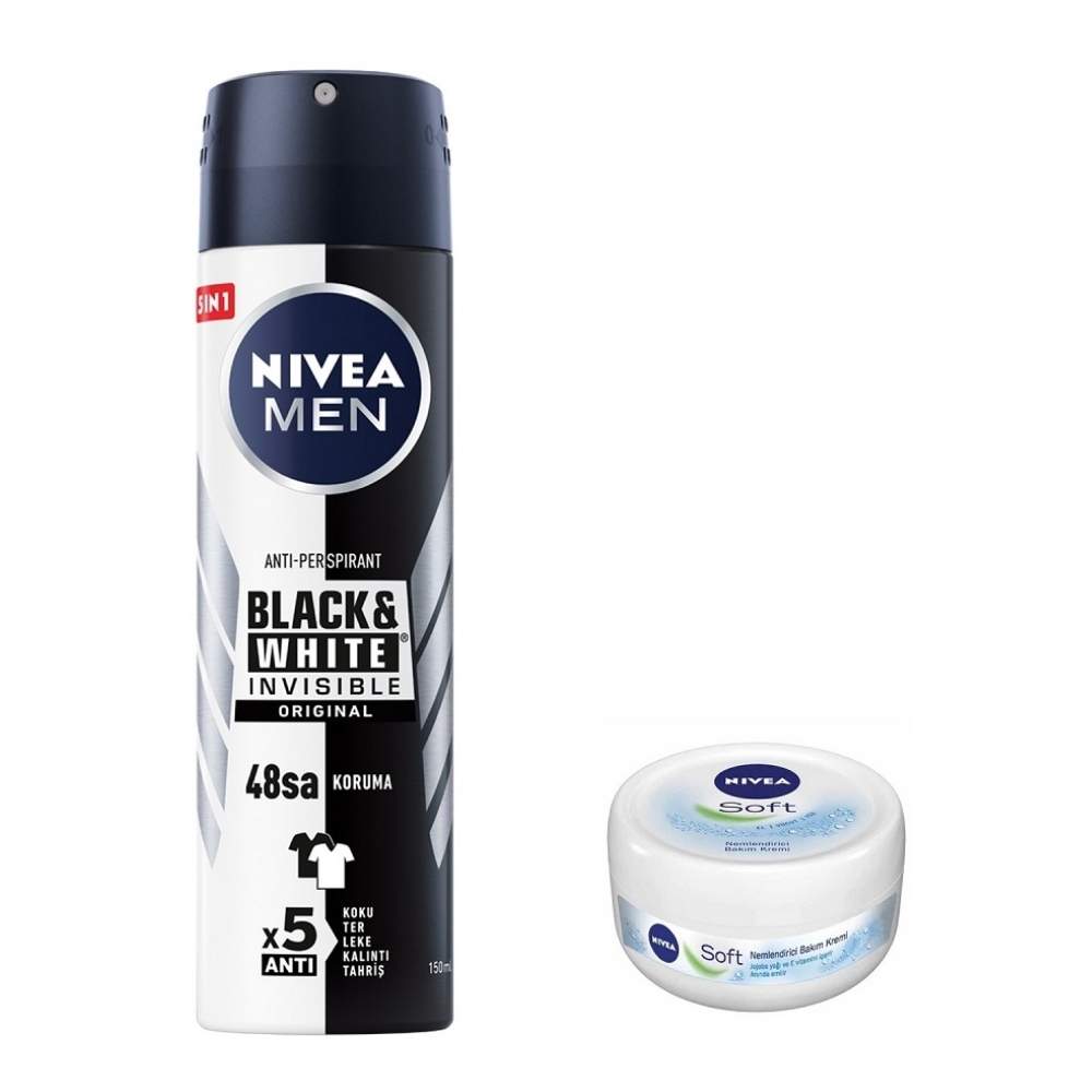 Nivea Men Black &amp; White Deo &amp; Soft Cream Care Set 2 Pieces