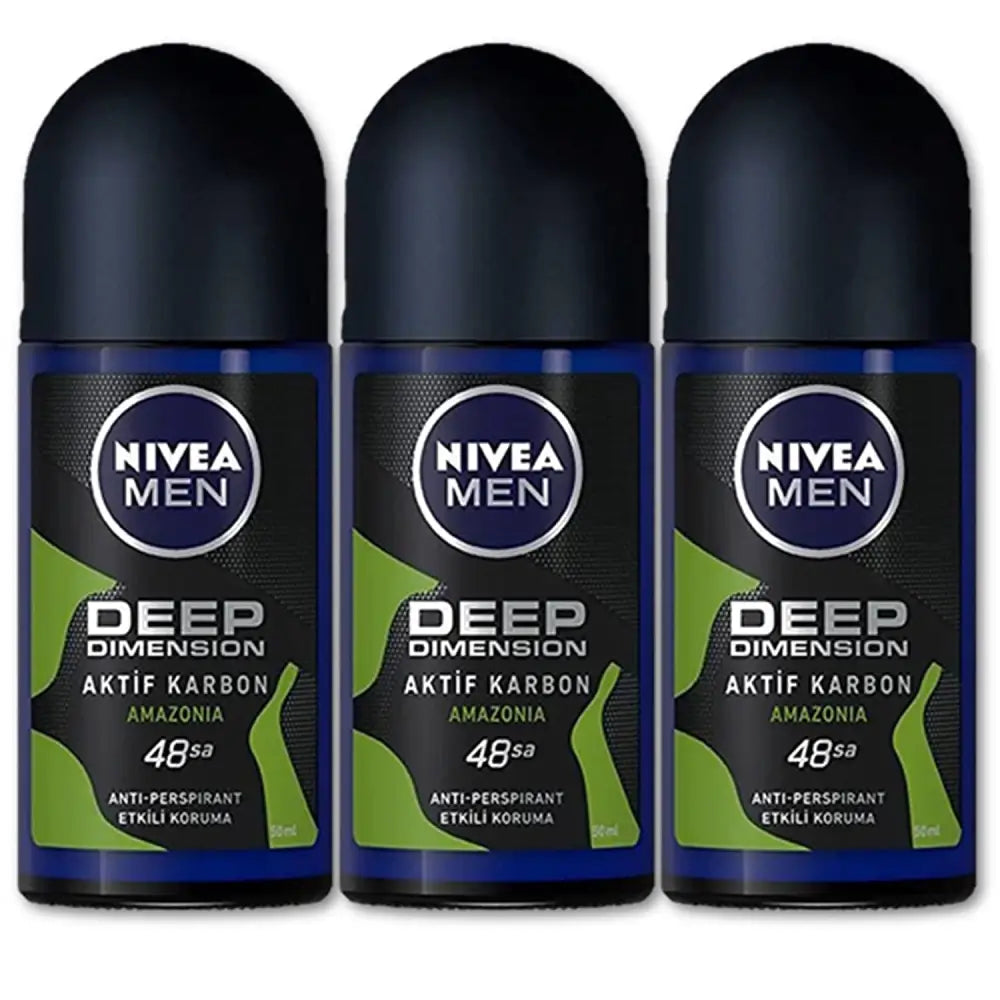 Nivea Men Deep Dimension Amazonia Roll-On 50ml (pack of 3)