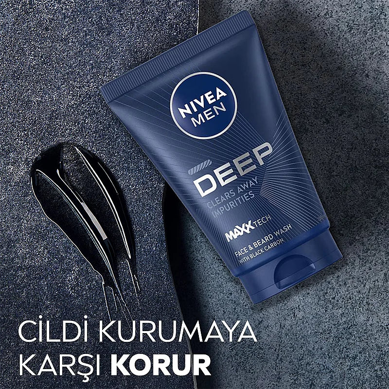 Nivea Men Deep Dimension Face & Beard Wash Gel 100 ml