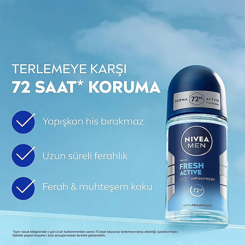 Nivea Men Fresh Active Deodorant Roll-On Duo 50ml & 25ml