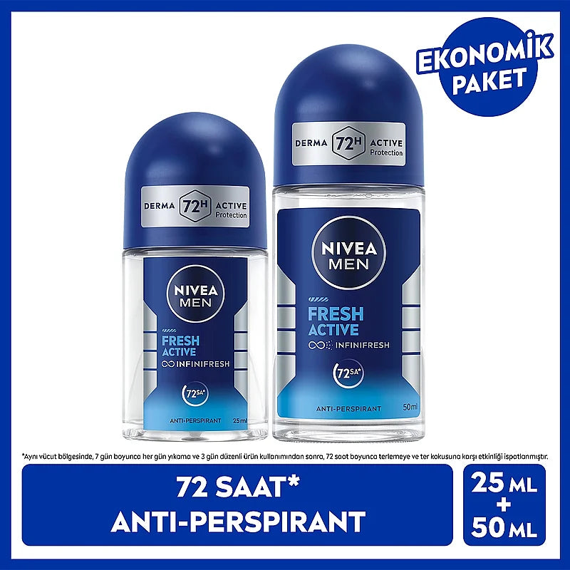 Nivea Men Fresh Active Deodorant Roll-On Duo 50ml & 25ml