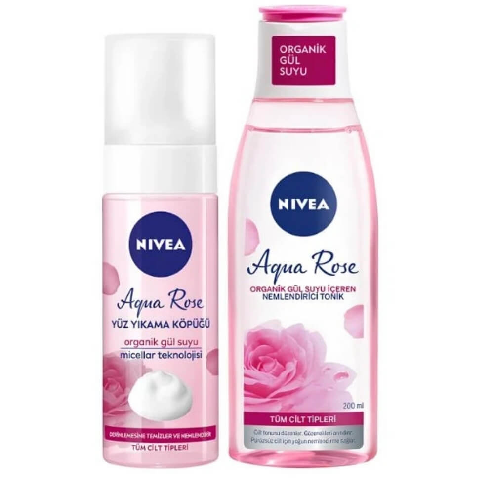 Nivea Visage Aqua Rose Cleansing Foam &amp; Toner Set 2pcs