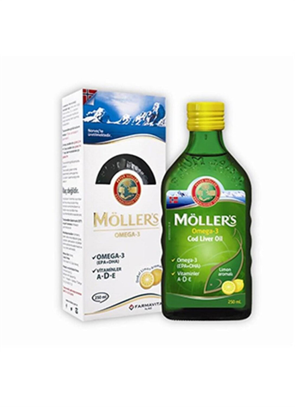 Möllers Cod Liver Oil with Omega-3, Vitamins A, D, E - Natural Lemon Flavor, 8.45 fl oz - Vitamin & Supplement