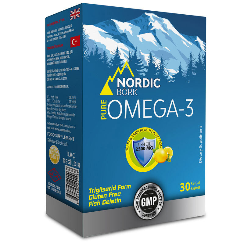 Nordic Bork Pure Omega-3 High-Potency Fish Oil 30 Softgels