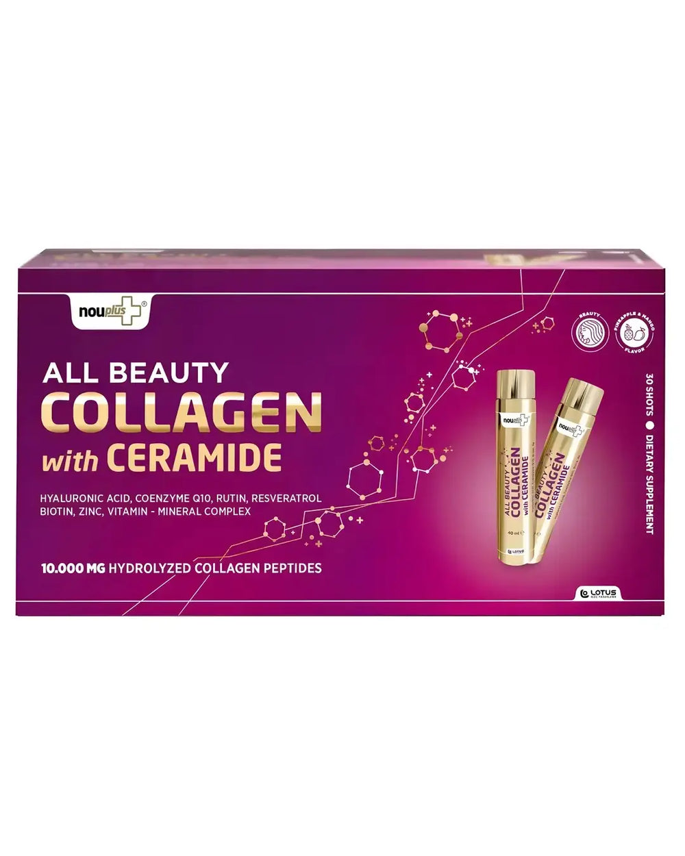 Nouplus All Beauty Ceramid Collagen Shot for Skin Support 30 Count