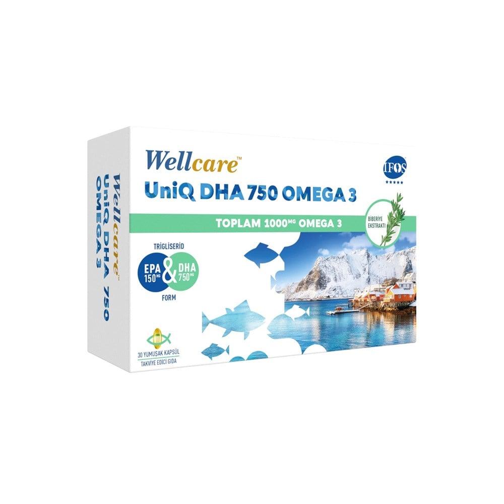 Wellcare UniQ DHA 750 Omega 3 Fish Oil Capsules, 30 Count - image 2