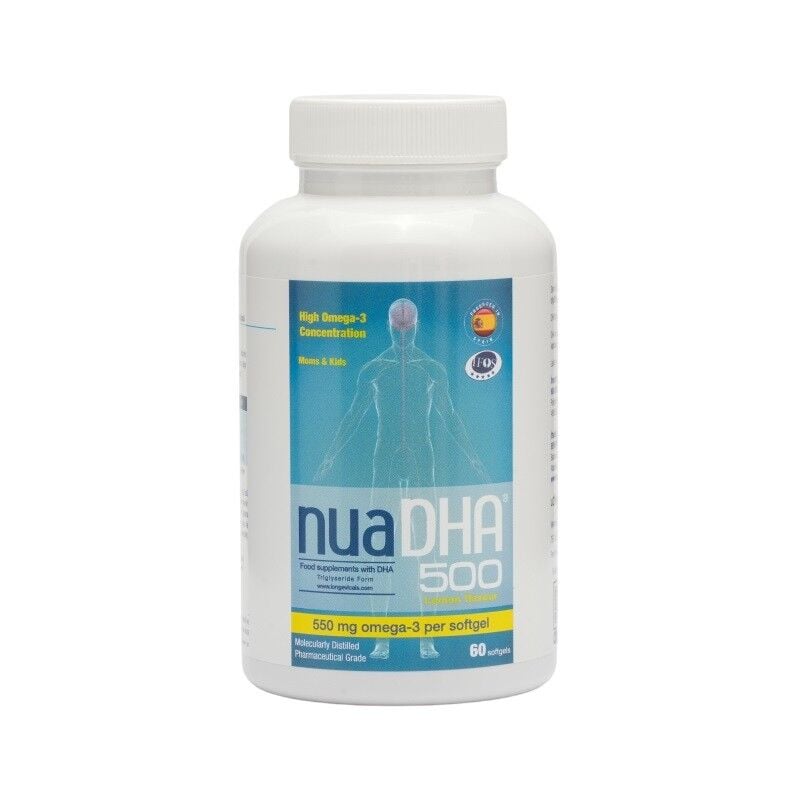 Nua Biological DHA 500 Omega-3 High Purity Supplement 60 Capsules