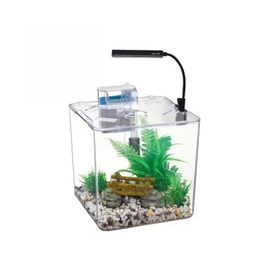 Nubios Desktop Plastic Cube Aquarium Set for Beginners 13.5 L