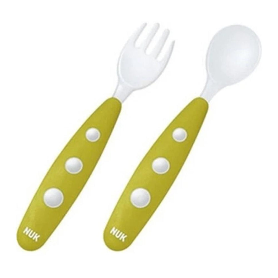 NUK Mini Fork and Spoon Set for Self-Feeding Yellow 2 Pieces