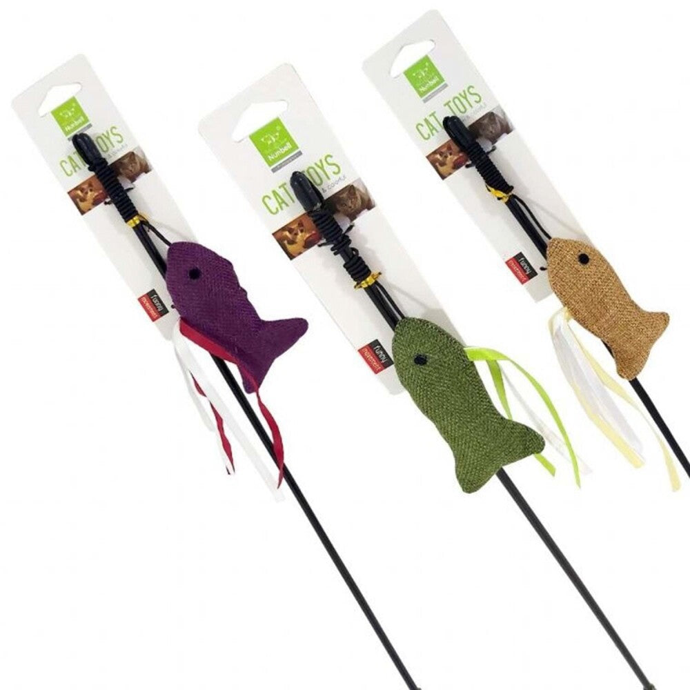 Nunbell Catnip Fish Wand Toy for Active Play