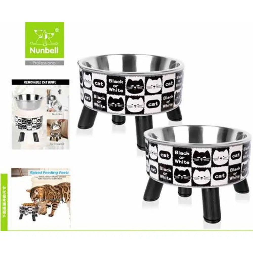 Nunbell Stainless Steel Cat Bowl with Raised Stand and Non-Slip Base