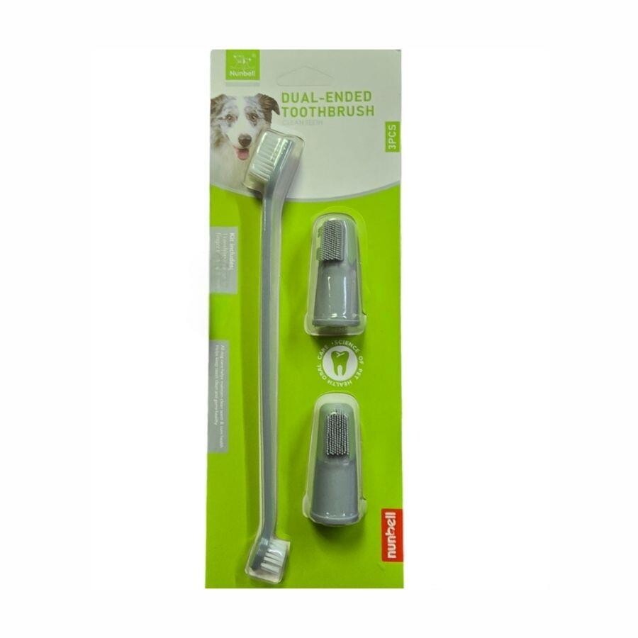 Nunbell 3-Piece Dog Dental Care Toothbrush Set