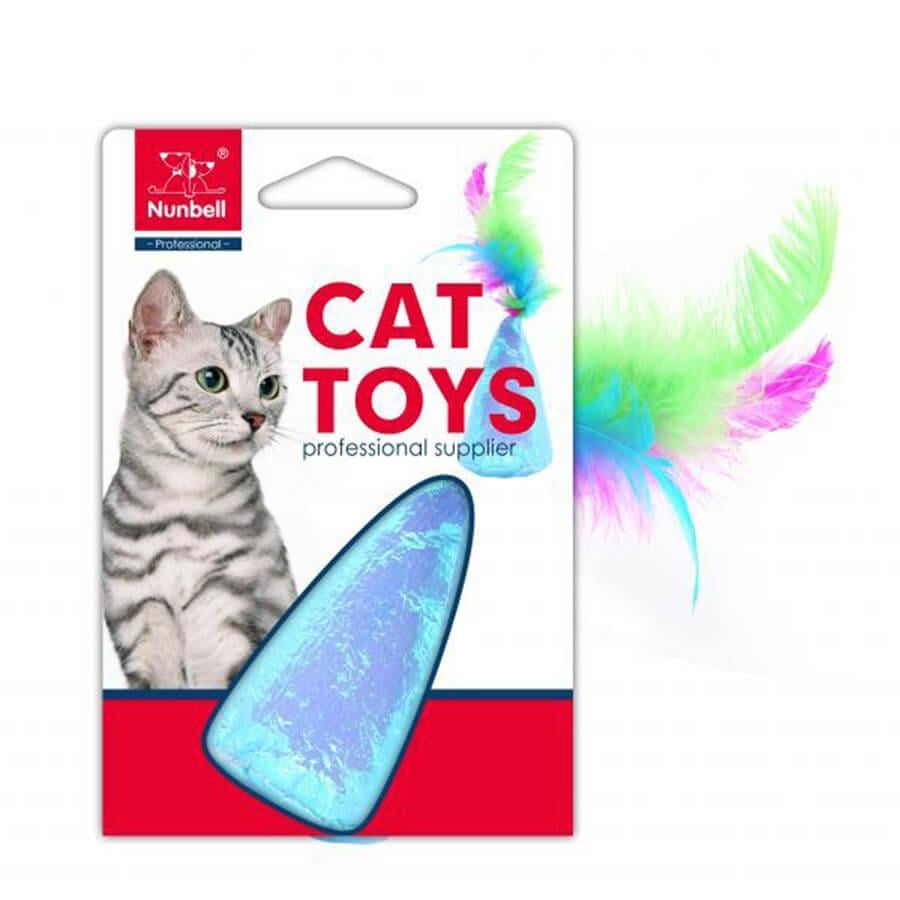 Nunbell Feathered Pouch Cat Toy Interactive Hunting Toy
