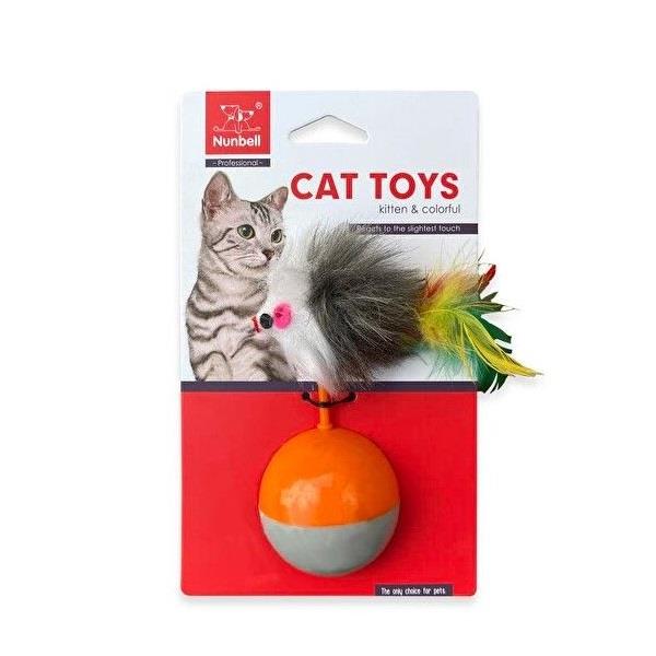 Nunbell Wobble Plush Mouse Cat Toy with Feather Tail 26cm