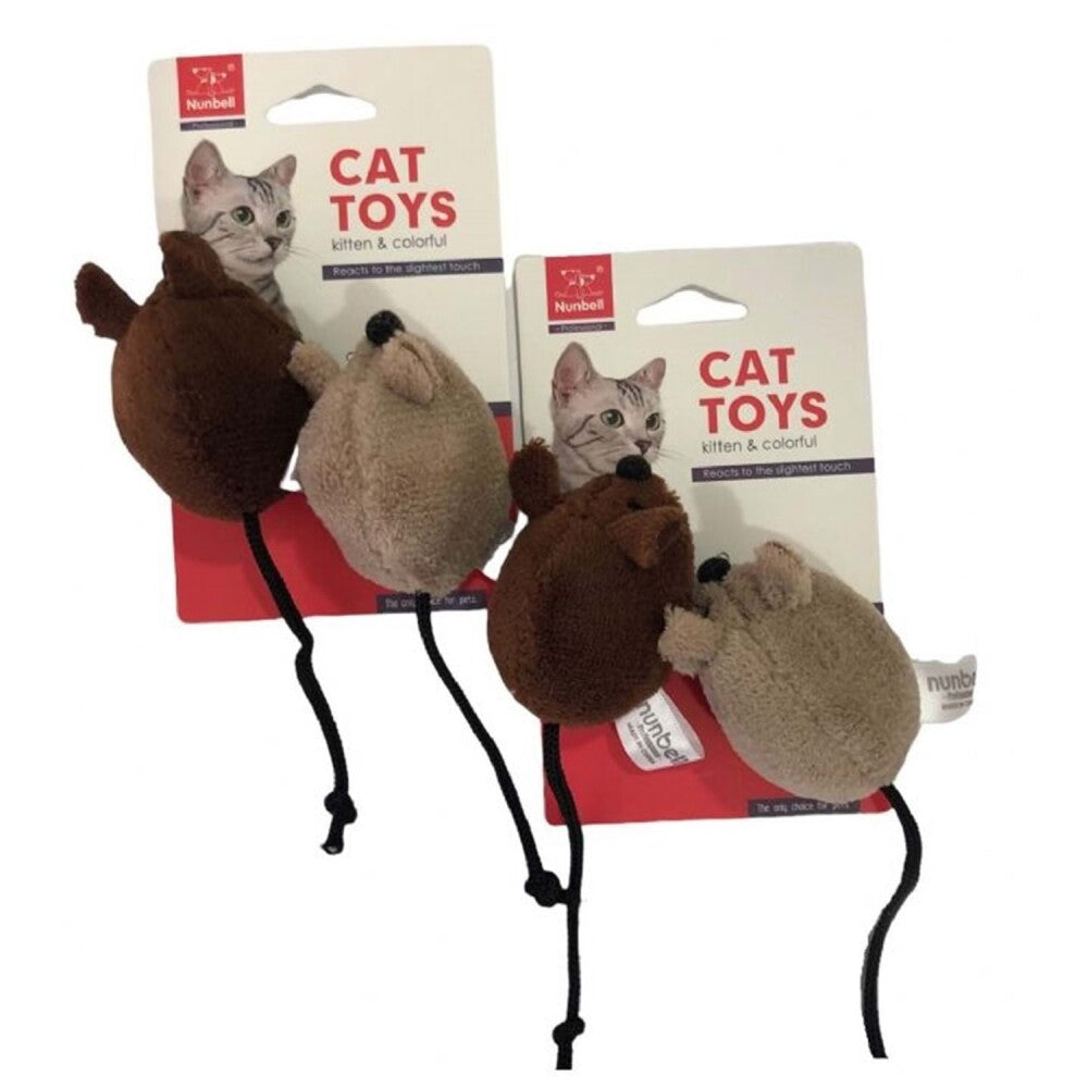Nunbell Colorful Mouse 2-Pack Interactive Cat Toy