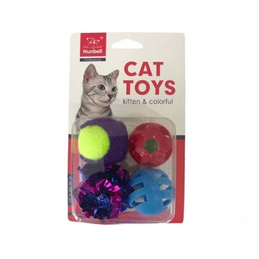 Nunbell Cat Toy Ball Set 4-Pack for Active Play