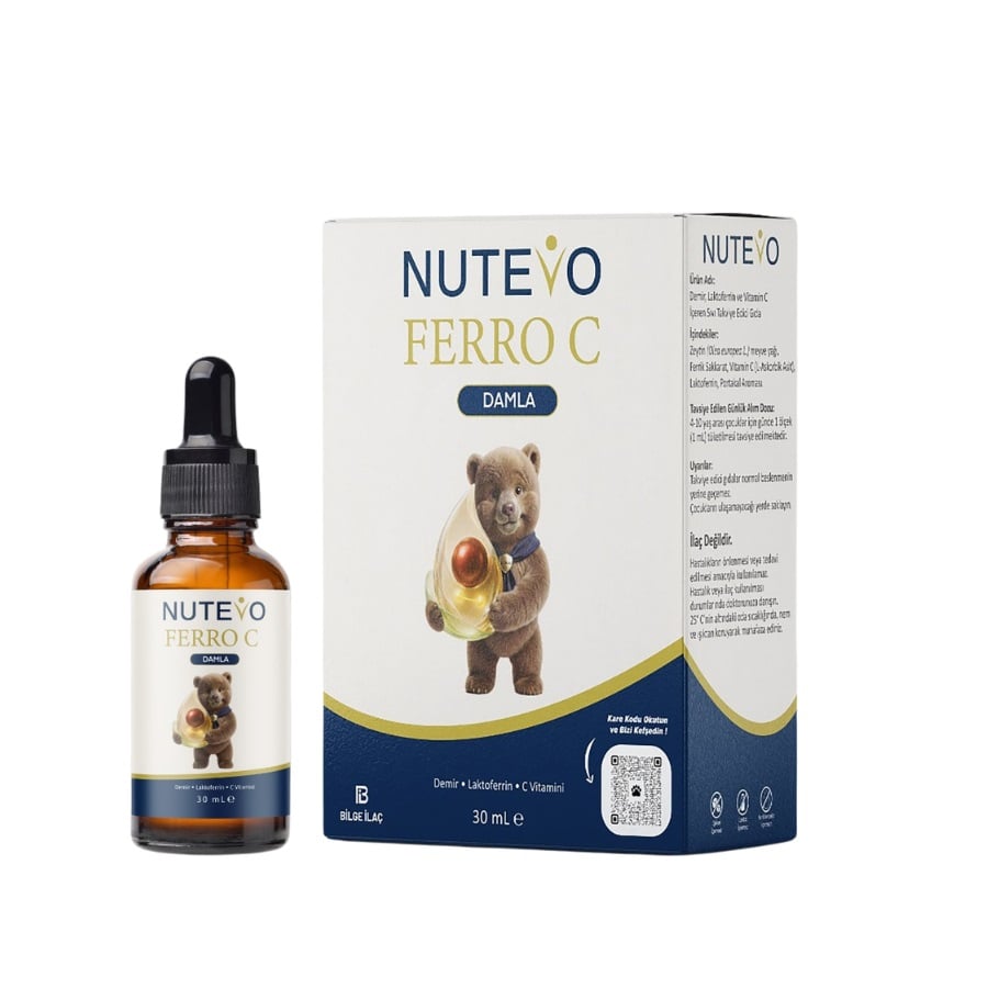 Nutevo Ferro-C Drops 30 ml - Lactoferrin, Iron and Vitamin C Supplement
