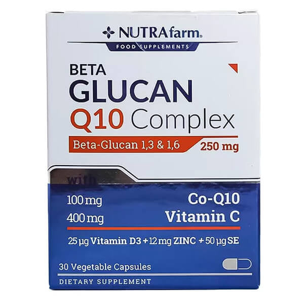 Nutrafarm Beta Glucan Q10 Complex Daily Supplement 30 Capsules