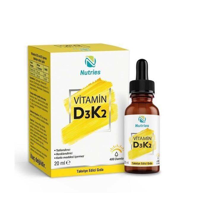 Nutries Vitamin D3K2 Drops for Bone and Heart Support 20ml