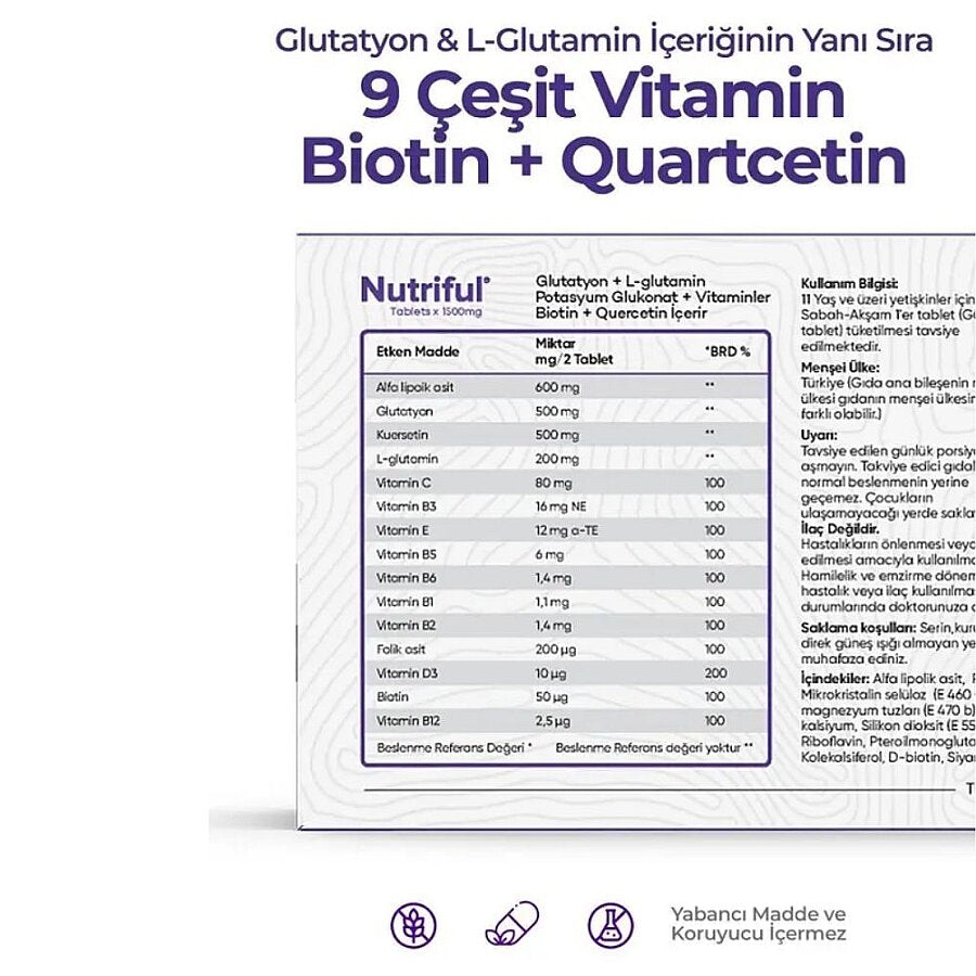 Nutriful Glutawell Glutathione & L-Glutamine Supplement 30 Tablets