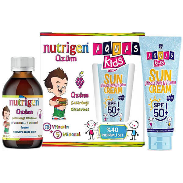 Nutrigen Grape Pediatric Syrup 200ml & Aqua Kids SPF50+ Suncream 100ml