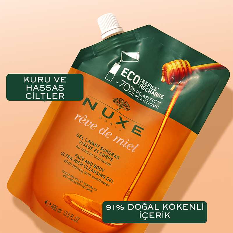 Nuxe Reve de Miel Face and Body Cleansing Gel with Honey 400 ml Refill