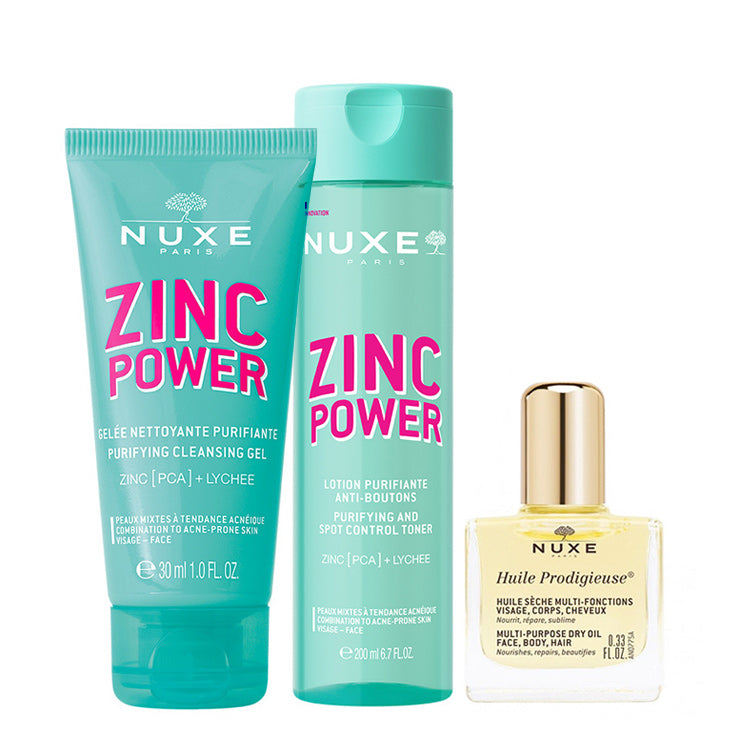 Nuxe Zinc Power Anti-Shine Skincare Set with Mini Dry Oil