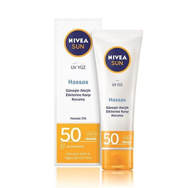 Nivea Sun Sensitive Skin Soothing Moisturizing Face Sunscreen Cream SPF 50 - Non-Greasy, Dermatologically Tested, 1.69 fl oz Nivea Sun Face Cream SPF 50 - Sensitive Skin Sunscreen sunscreen face cream, SPF 50 face sunscreen, moisturizing sunscreen, sensitive skin sunscreen, Nivea Sun face cream, non-greasy sunscreen, dermatologically tested, daily sun protection, UVA protection, facial skincare, sun care, sensitive skin care