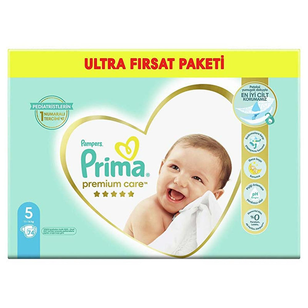 Prima Premium Care Baby Diapers, Size 5, 74 Count - Dermatologically Tested, Leakage Protection - view 8
