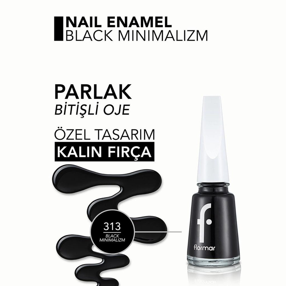 Flormar Black Minimalism Nail Enamel 313 Glossy Polish