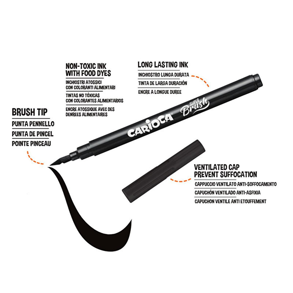 Carioca Super Brush Keçeli Boya Kalemi 10'lu - Washable Ink Brush Pens for Artistic Designs - view 3