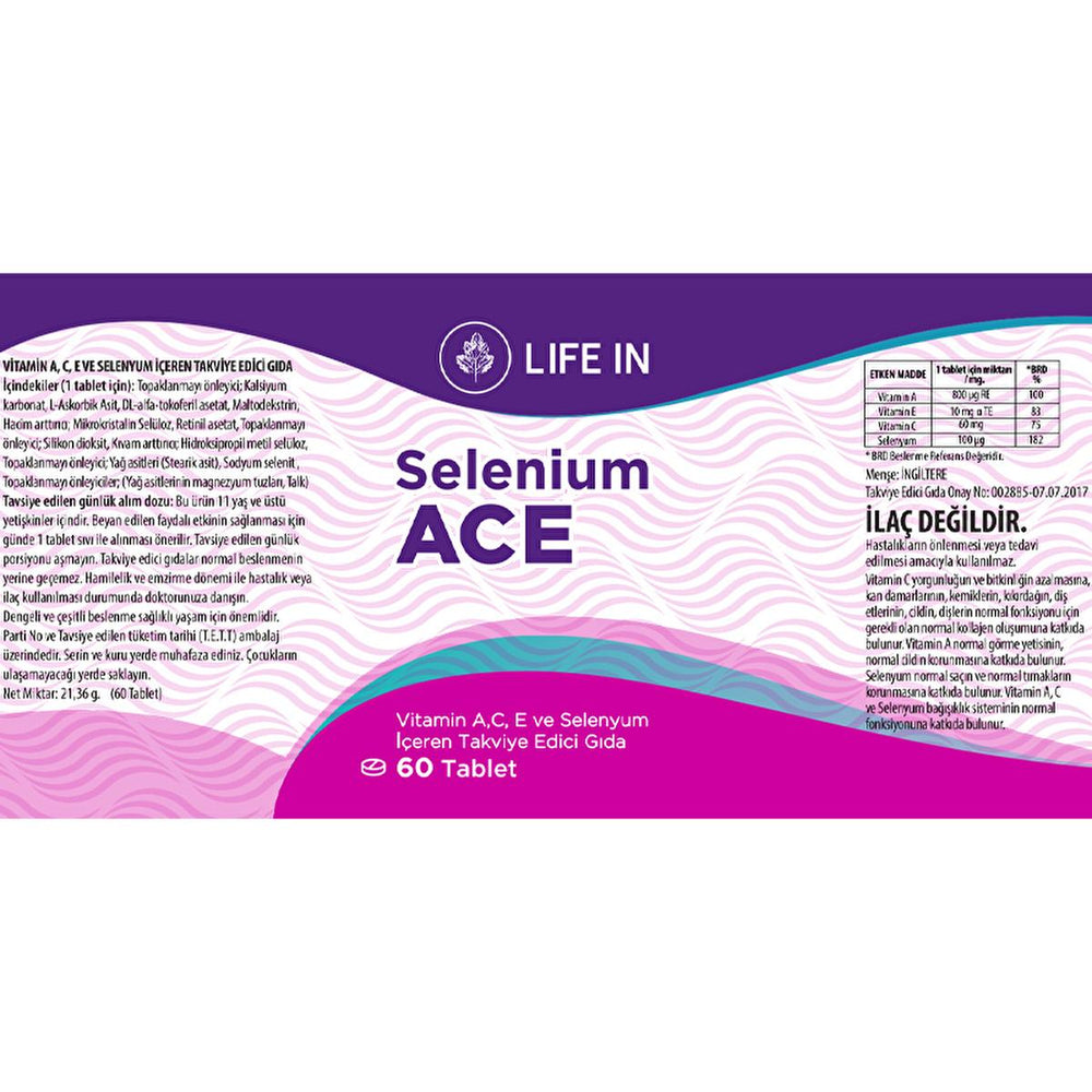 Life In Selenium - Vitamin C, A & Selenium Dietary Supplement Tablet for Immunity & Antioxidant Support - Adults & - view 2