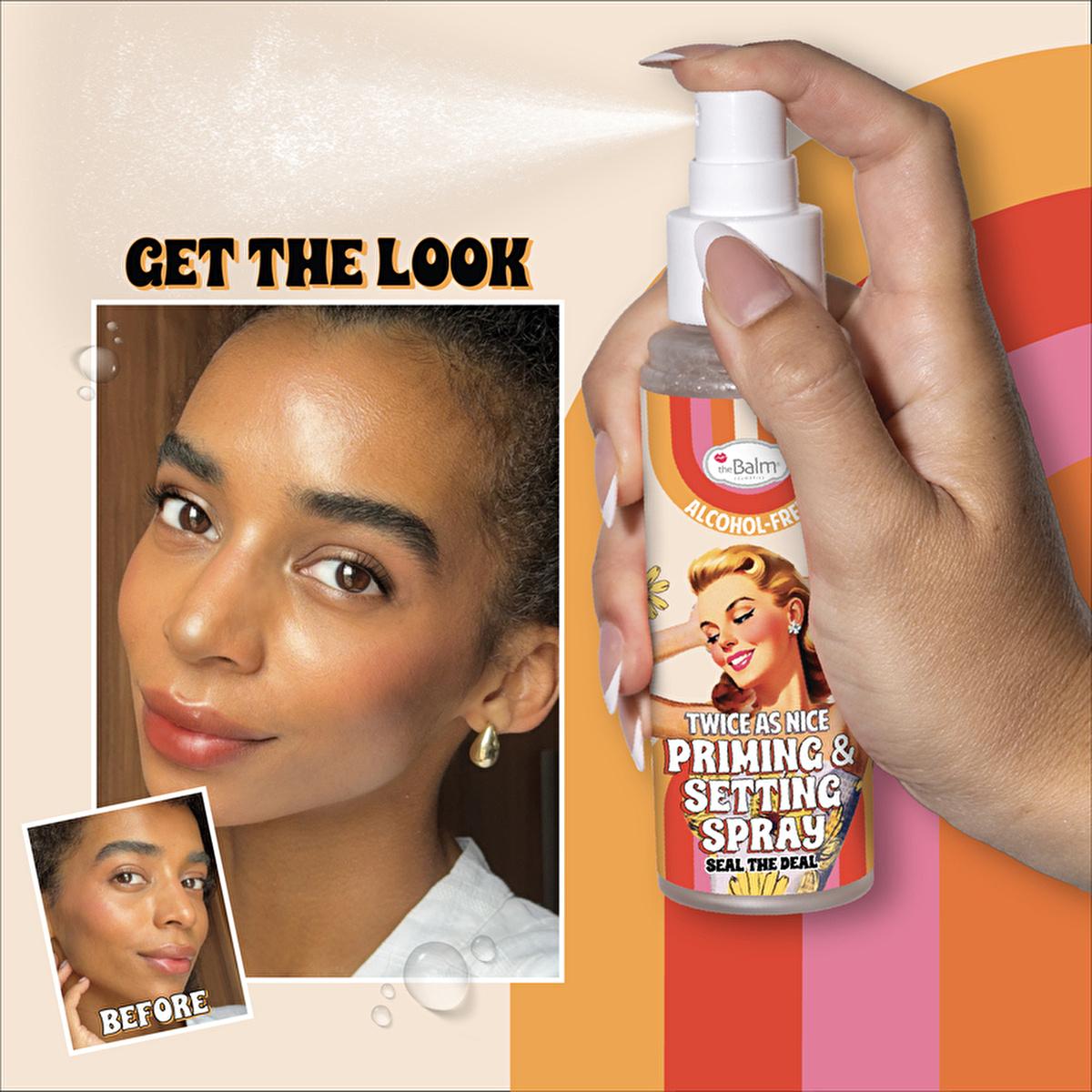 theBalm Twice as Nice: Makeup Setting Spray & Primer - Alcohol-Free, Vitamin B5 & Caffeine - Long Lasting, Flawless Finish theBalm Twice as Nice Setting Spray - Long Lasting Makeup makeup setting spray, makeup primer, alcohol-free setting spray, vitamin B5 setting spray, caffeine setting spray, theBalm setting spray, long lasting makeup spray, makeup finishing spray, primer and setting spray, face mist, setting spray, primer, alcohol-free, vitamin B5, caffeine, theBalm, long lasting, finishing spray, theBal