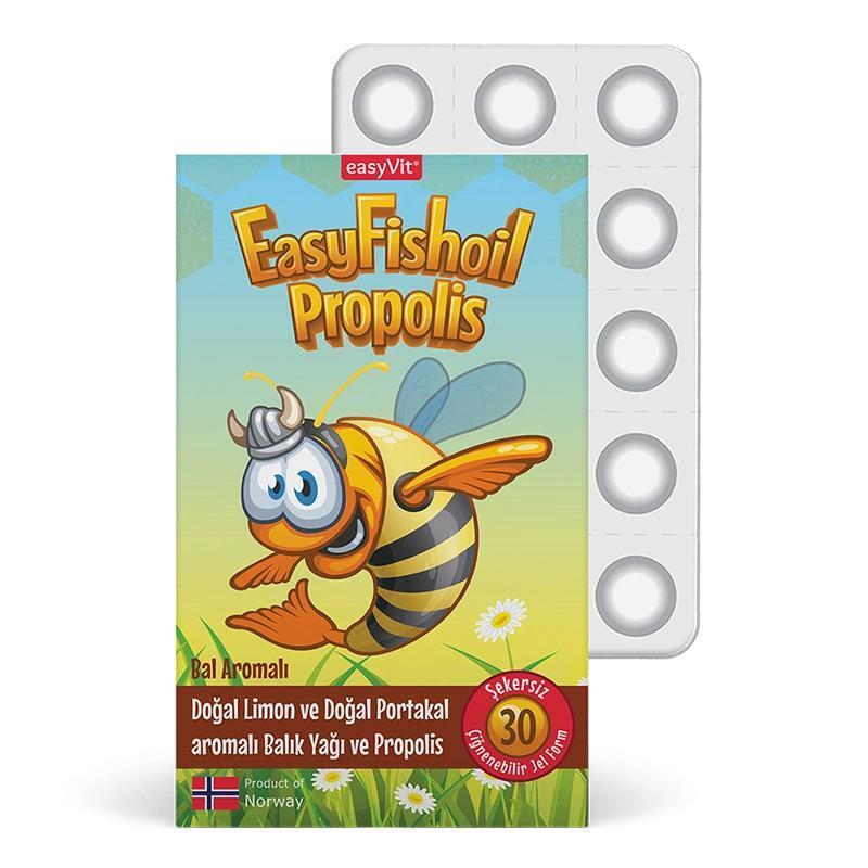 EasyFishoil - Omega 3 for Children, Chewable Jelly Tablets with Propolis & Vitamin A - Vitamin & Supplement