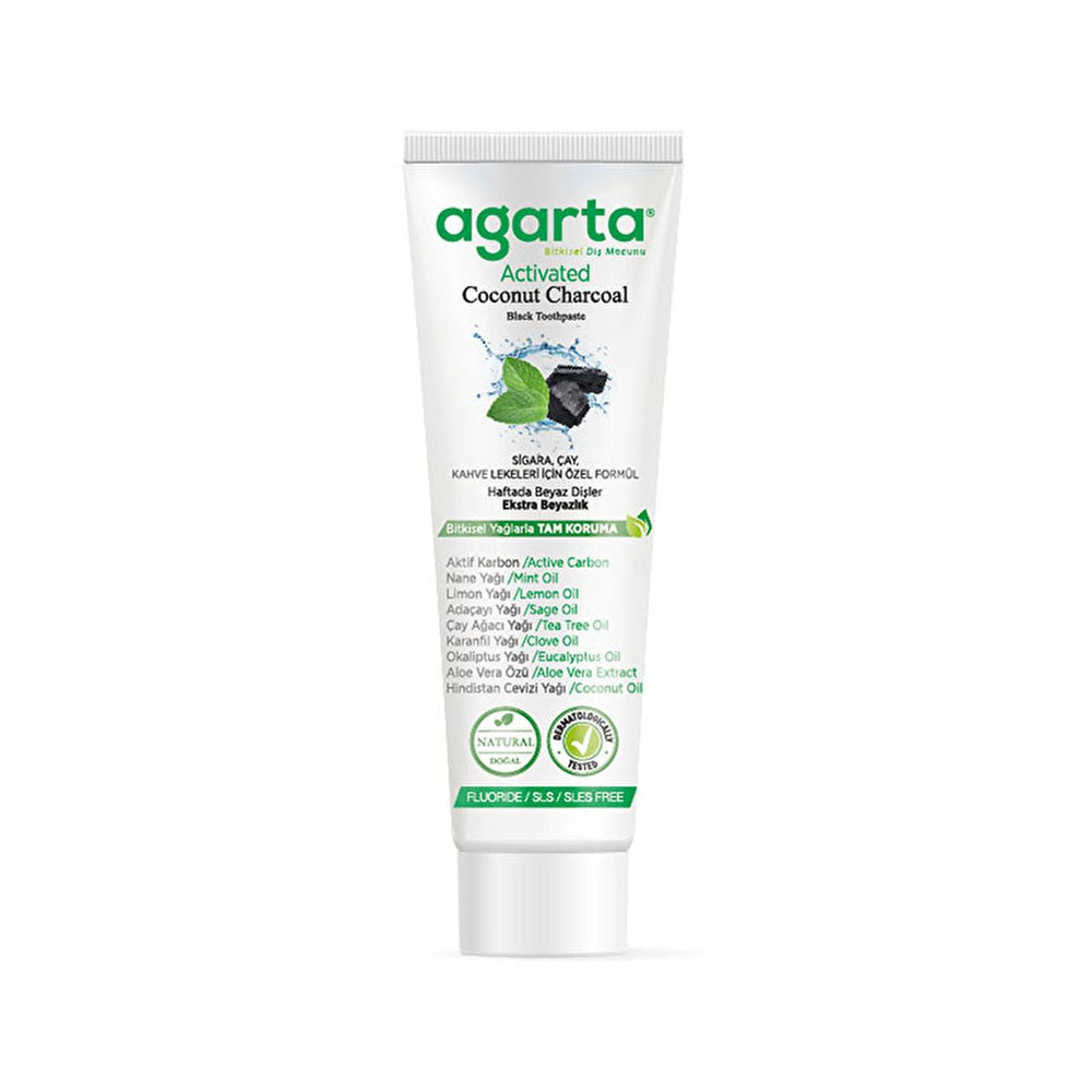 Agarta Natural Charcoal Toothpaste, Fluoride-Free, Coconut Derived - 100ml - view 2