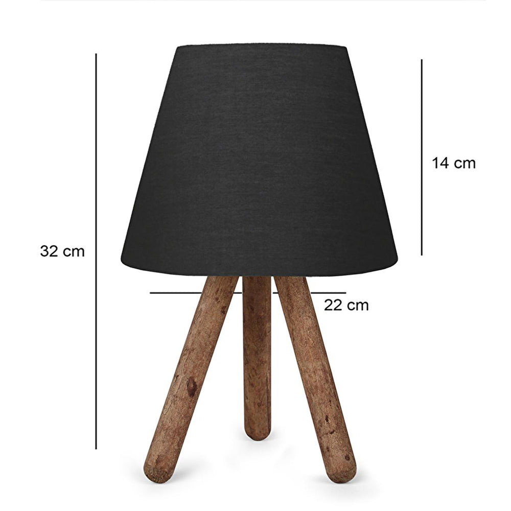 Homing Tasarım - Wooden Table Lamp with Fabric Shade, Energy-Efficient E27 Socket, Modern Home Decor - view 3