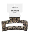 Eklips Zebra Rectangular Claw Clip for Secure Hold Brown