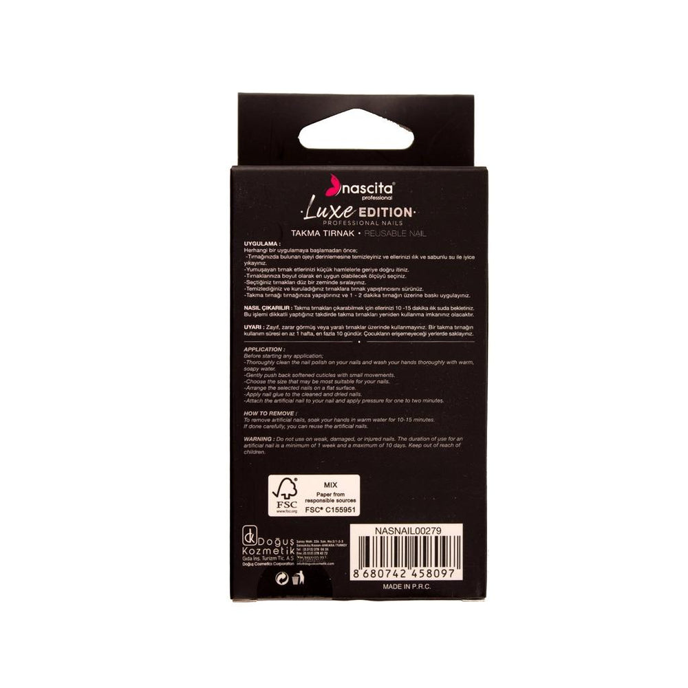 Nascita Luxe Almond Orange Press-On Nails with Glossy Finish, 24 pcs