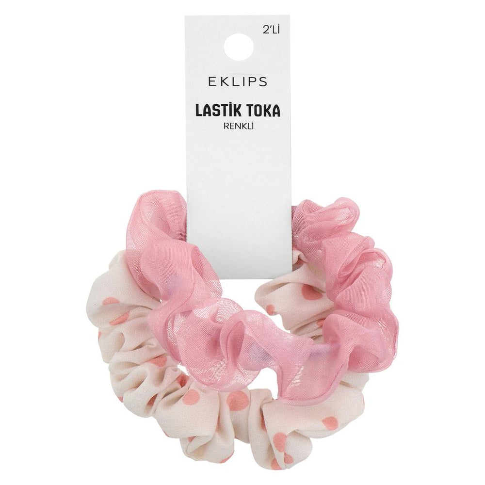 Eklips Pink Elastic Hair Ties for Gentle Hold 2-Pack