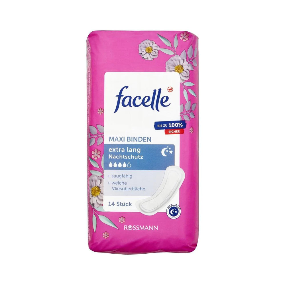 Facelle Maxi Pads Winged Extra Long Night 14 Count