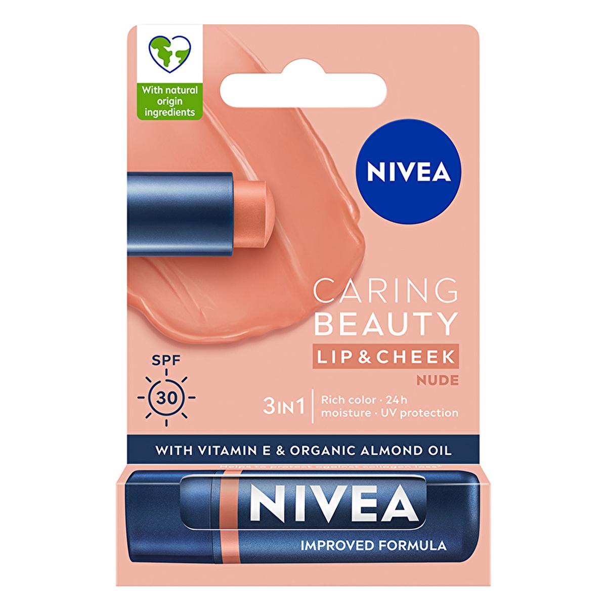 nivea colored lip care nude 4.8g product image, nivea moisturizing lip balm with spf30, nivea lip care cream with vitamin e and shea butter NIVEA Colored Lip Care - Moisturizing, SPF30 Protection for Every Skin Type | 0.17 oz NIVEA Colored Lip Care - Moisturizing & SPF30 Protection nivea, colored-lip-care, lip-balm, moisturizing, spf30, natural-oils, makeup-lovers, youth-friendly, ai-generated, all-skin-types