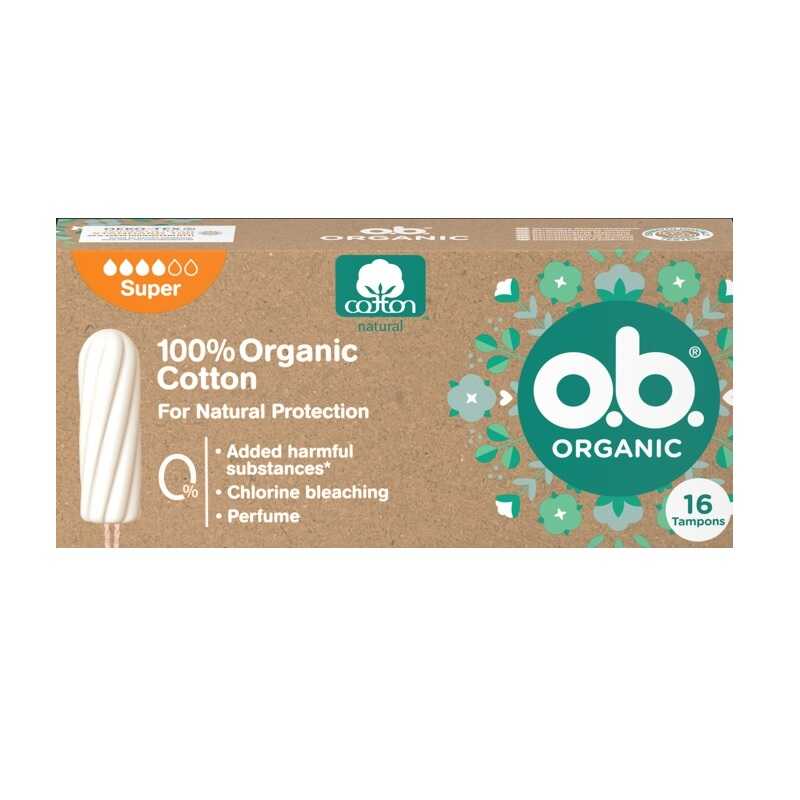 O.B. Organic Super Tampons for Reliable Protection 16 Count