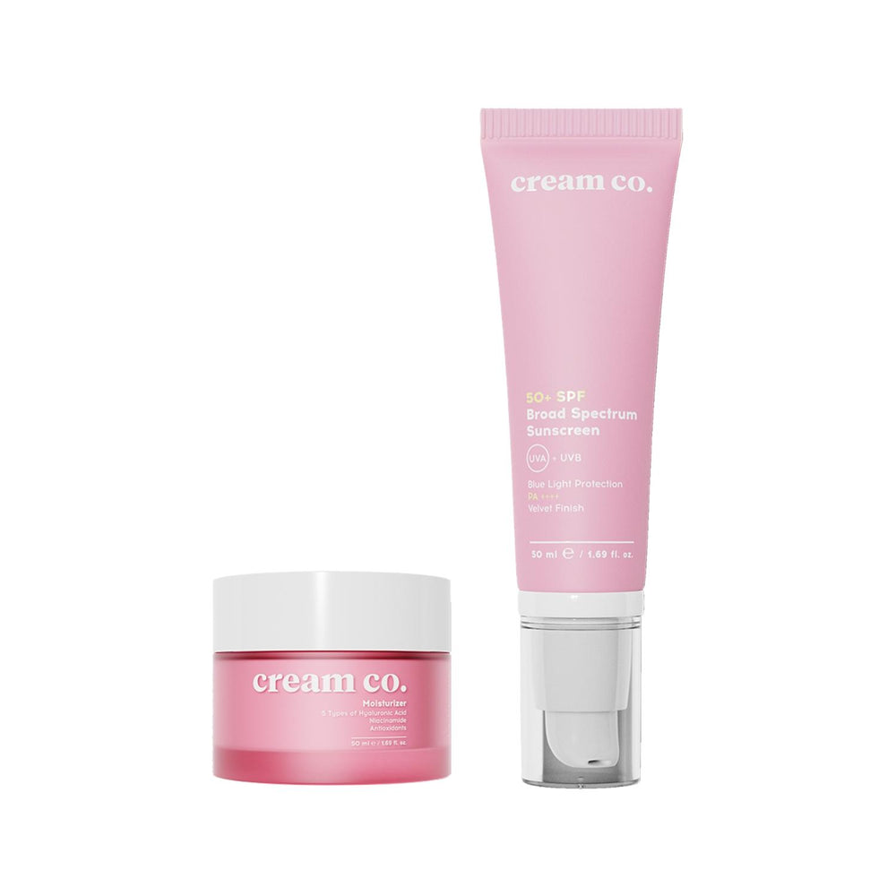 Cream Co. Sunscreen and Moisturizer Duo - SPF 50+ Hydrating Skincare with Velvet Finish Cream Co. SPF 50+ Sunscreen & Moisturizer Duo SPF 50+ sunscreen, moisturizing sunscreen, velvet finish skincare, hydrating skincare duo, protective moisturizer, skincare with SPF, hydration, sun protection, creamy texture, luxurious skincare, daily skincare, outdoor skincare, gift ideas, skincare routine, moisturizing products