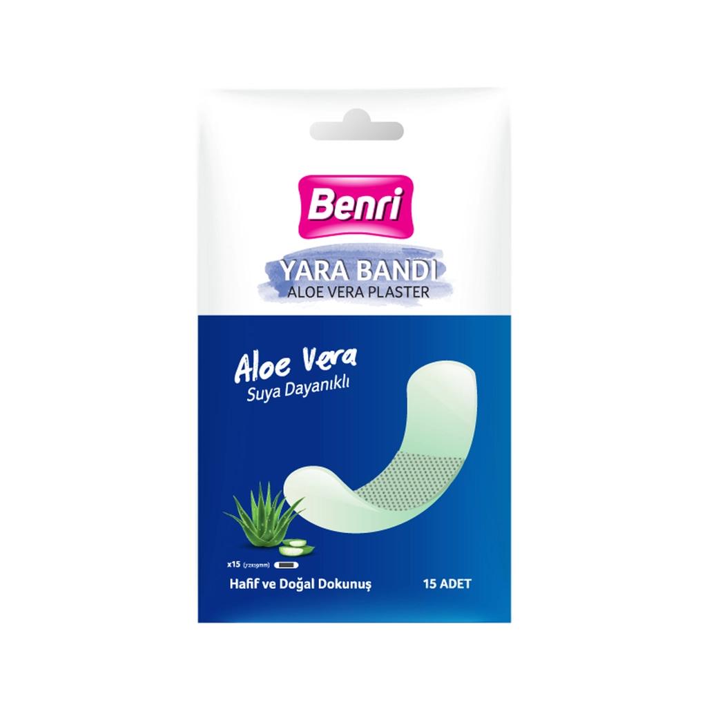 Benri Aloe Vera Adhesive Bandages for Sensitive Skin 15-Pack