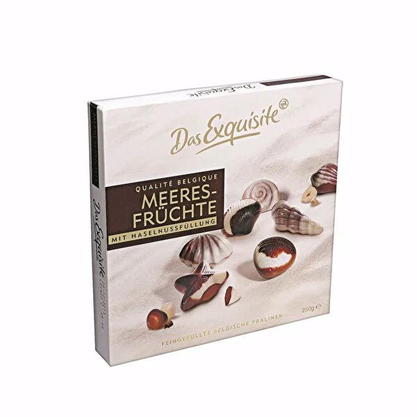 Das Exquisite Belgian Chocolate Shells with Hazelnut Filling - Luxurious Gift Boxed Chocolates, 250g Luxury Belgian Chocolate Shells with Hazelnut Filling Belgian chocolate, hazelnut filled chocolate, luxury chocolate gift, chocolate shells, gourmet chocolate experience, gift boxed chocolates, premium chocolates, special occasion chocolates, elegant desserts
