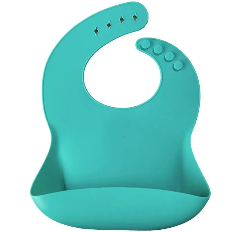 OiOi Basics Silicone Baby Bib with Back Straps Aqua Green