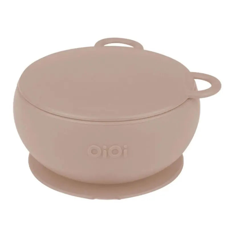 Oioi Silicone Suction Bowl with Lid in Bubble Beige